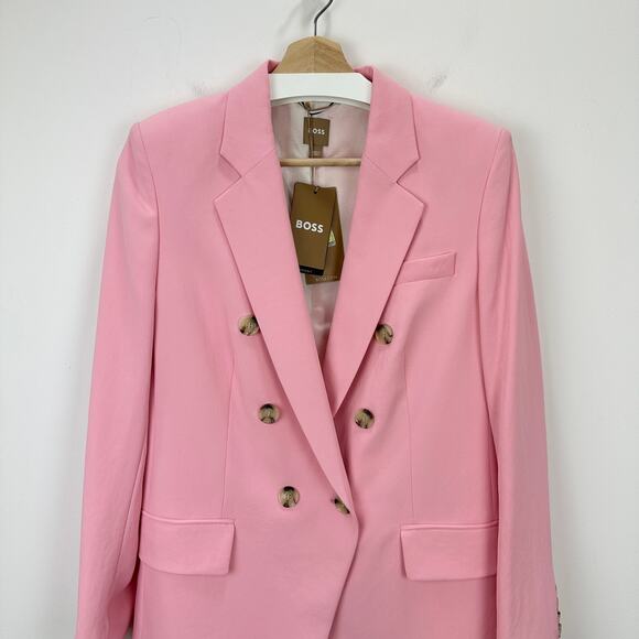 BOSS Jatera Double Breasted Blazer Jacket Pink Dahlia Classic Office US 6 NWT - Picture 10 of 16